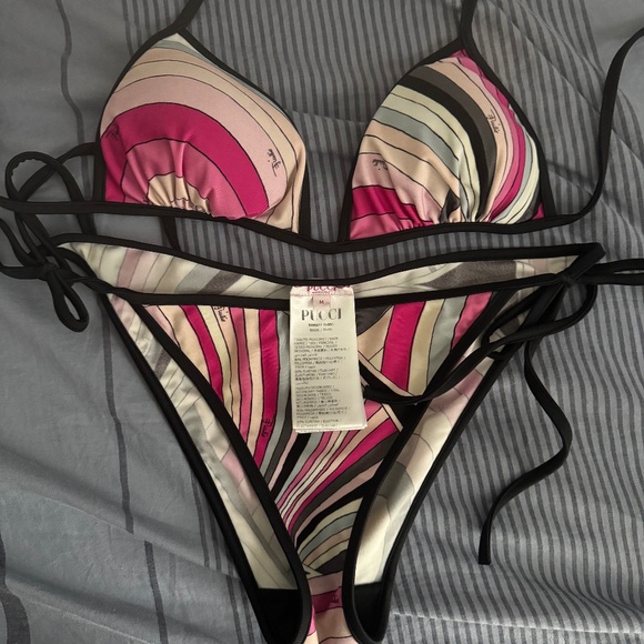 Emilio Pucci Pink and Black Striped Bikini - Picture 1 of 1